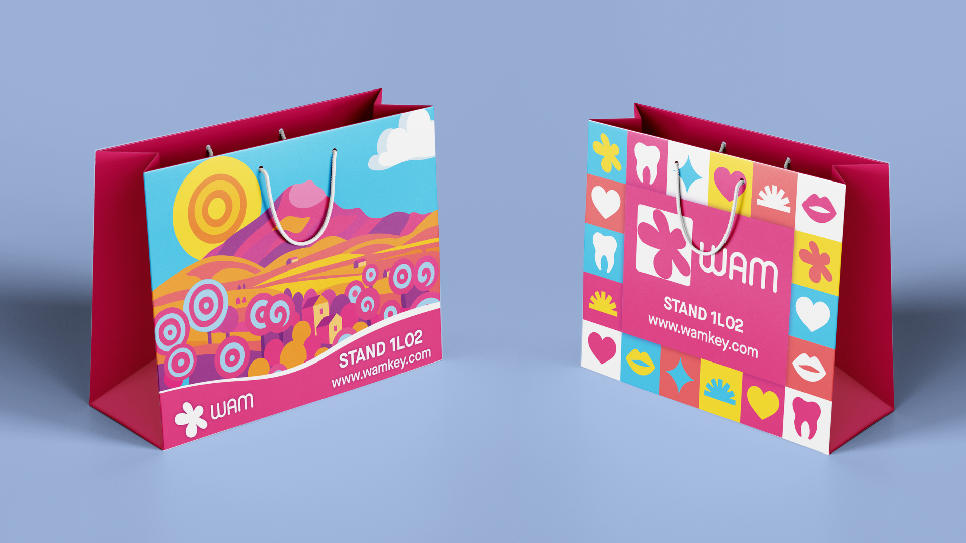 Création de visuels pour les sacs promotionnels distribués lors du congrès ADF afin de renforcer la visibilité de la marque WAM.