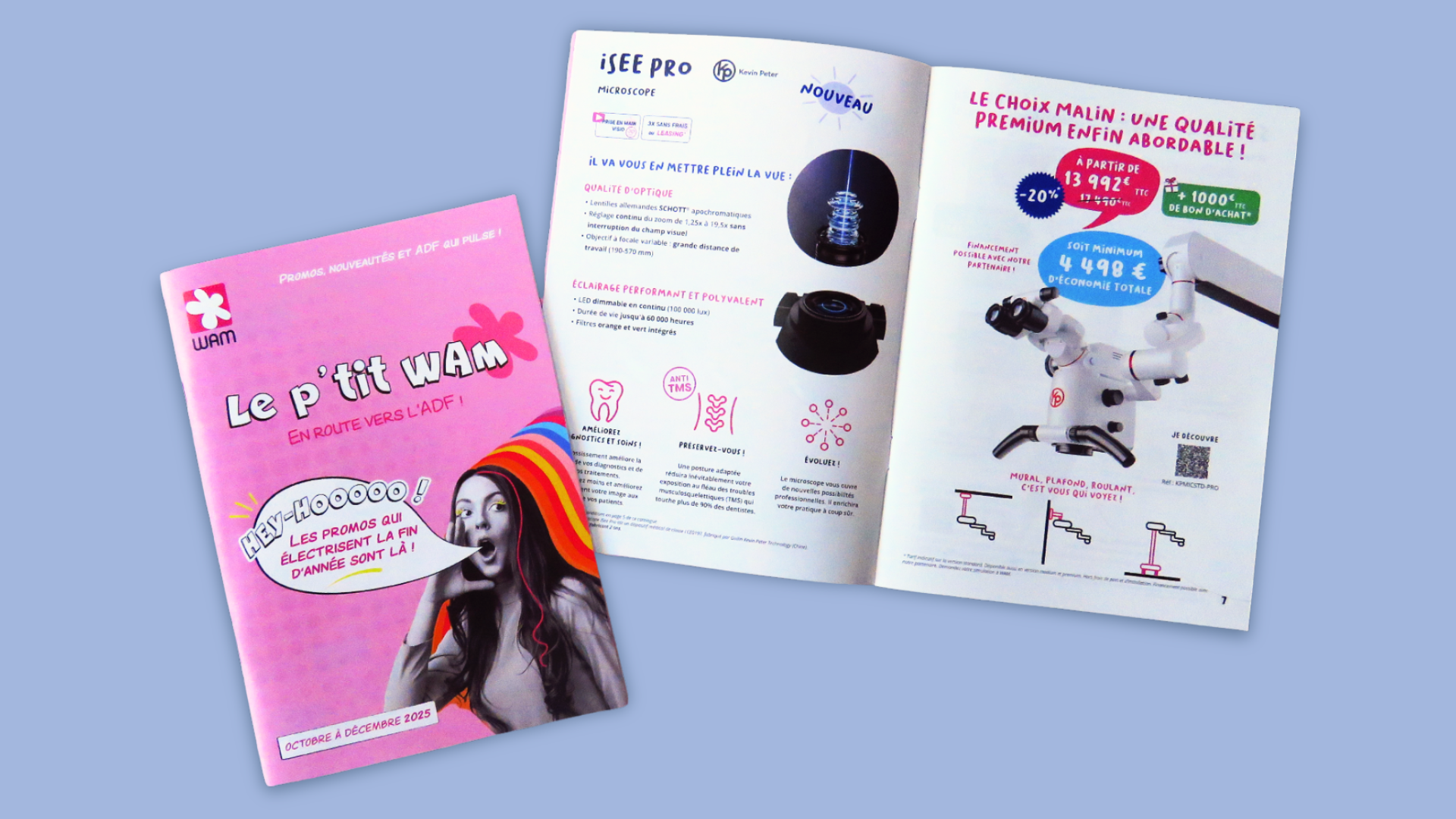 Mise en page d’un livret promotionnel conçu pour présenter les offres spéciales du congrès ADF.