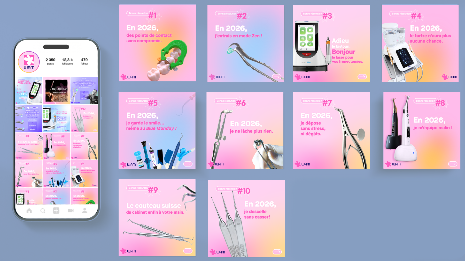Déclinaison de visuels pour la campagne de communication "Bonnes résolutions" réalisé pour la nouvelle année.