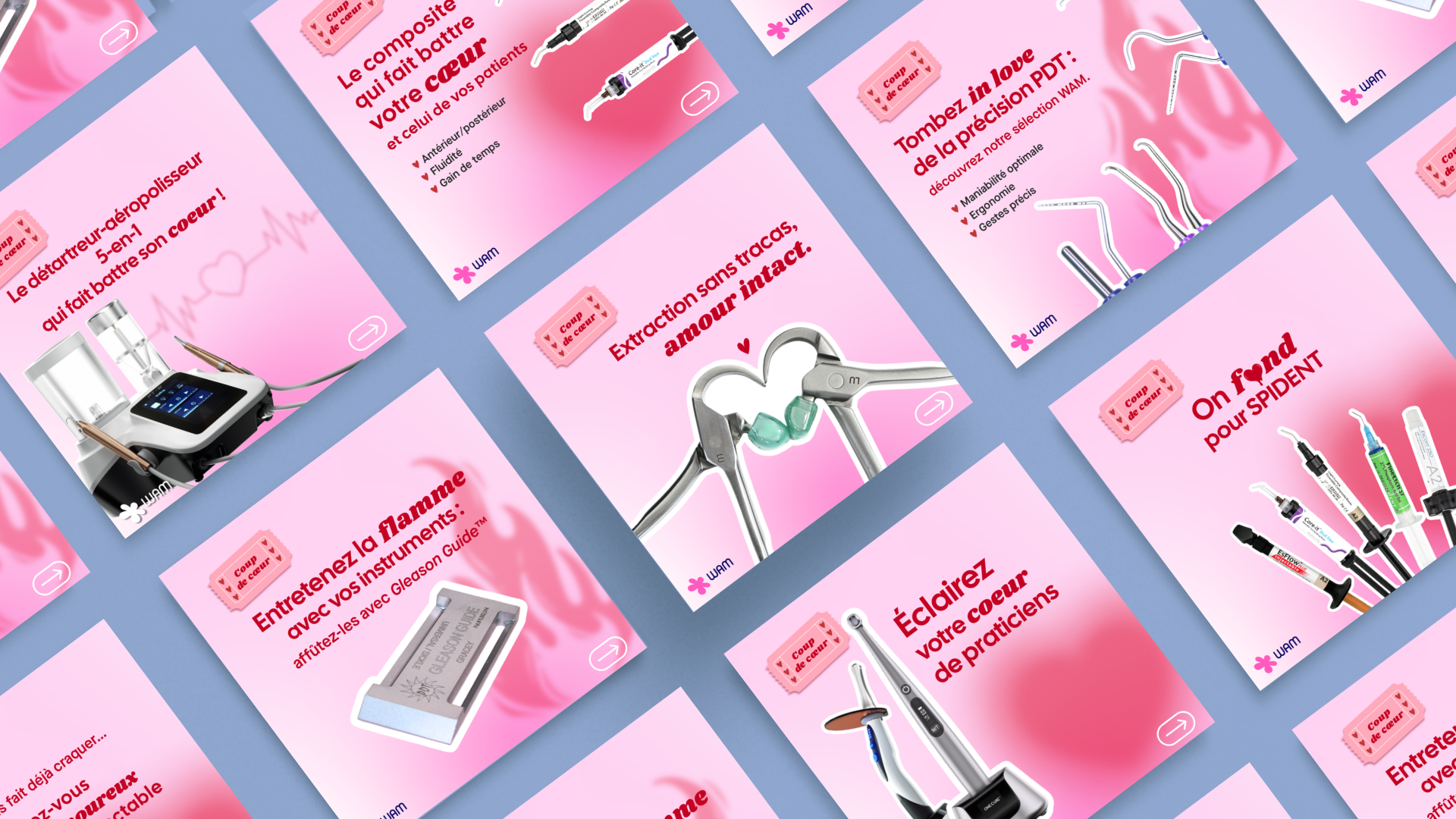 Déclinaison de visuels pour la campagne de communication "Coup de cœur" réalisé pour la Saint Valentin.